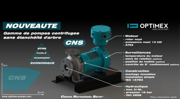 pompes à rotor noyé sans système de garniture mécanique
